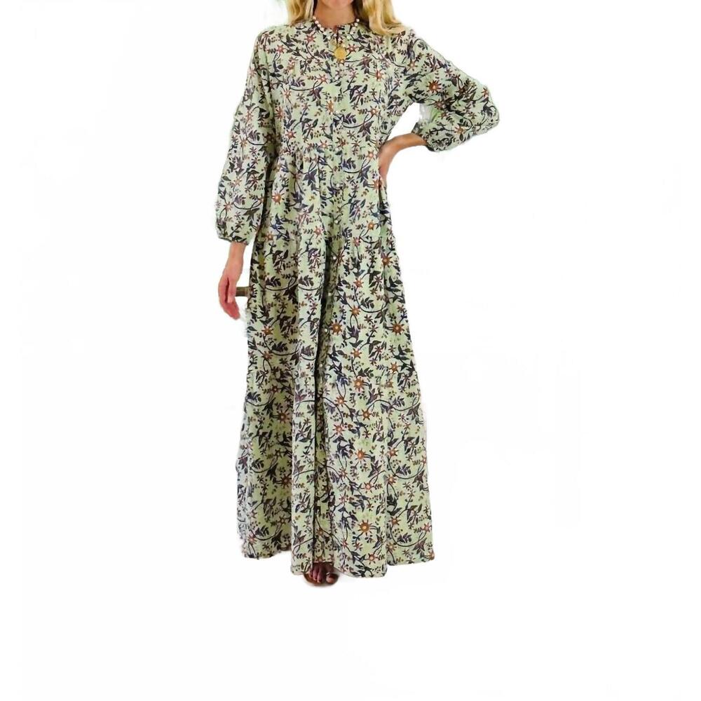 NEW JUST DARVINY boho long dress in floral sage